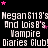 Black background with repeated white text and pink stars, displaying 'Megan 6118's And loisB's Vampire Diaries Club!' in a pattern