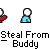 Pixelated buddy icons show two figures in red and blue shirts with white heads, some holding hands or reaching toward each other against a gray background.