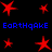 Red starburst shapes and blue text reading "EartHqAKE" on a black background, with varying star sizes across multiple