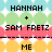 Pixelated text on a colorful patterned background with sections labeled 'HANNAH + SAM FRETZ', 'WELL, DON'T 4GET', 'ME', 'OTHER FAMILY & FRIENDS', and a smiley face emoticon.