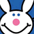 Pixelated white rabbit with blue eyes and pink nose on blue background, text reads 'I'll be nicer... when you're smarter' in white font.