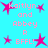 Pixelated cyan background with pink text and star shapes arranged in a pattern