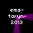 Pixelated purple and white text 'ems-taryn-2013' arranged in a symmetrical pattern with flowing purple lines on black background.