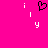 A bright pink background features a black pixelated heart symbol at the top center, with white pixelated letters 'i', 'l', 'y' arranged in a circular pattern around it.