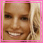 Animated contact sheet of a smiling woman with blonde hair, displaying sequential text changes over 13 frames in pink pixelated font against a gray background.