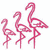 Two distinct animated frames of a buddy icon showing pink flamingos on white background and bold pink text "PREP" on green background.