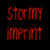 Red text 'Stormy Imprint' appears in four identical on a black background with a gray section on the right