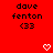 Red background with black pixelated text 'dave fenton <33' repeated twice and two white pixelated hearts at the bottom.