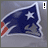 Animated sequence of a New England Patriots logo with changing text elements including 'GO', '!', and 'FATS' in pixelated font over the team's blue, white, and red shield design.
