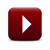 Red rounded square icon with white play triangle symbol centered on its face, pixelated edges on a gray background.