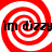 Red and white spiral pattern with black text 'im dizzy' repeated across four quadrants on a static background.