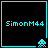 Four identical pixel-art display cyan text and a small alien figure against black backgrounds with cyan borders