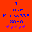 Blue pixelated text on red background reads 'I Love Karis<333 XOXO' with purple star-like symbols below, two identical frames show animation change in symbol positions.
