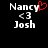 Two side-by-side pixelated text displays on black background, each showing 'Nancy <3 Josh' with red heart symbol on left display.