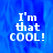Blue background with white pixelated text reading "I'm that COOL!" in three stacked lines, displayed across four showing identical content