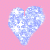 Two pixelated heart-shaped icons with blue and white sparkles on a pink dotted background, displayed side-by-side in an animated contact sheet format.