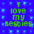 Blue background with light blue square patterns and green text reading "I love my besties" in two identical vertical