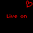 Red pixelated heart symbol above two identical red text phrases on black background.