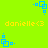Pixelated green background with blue square animations and yellow text reading "danielle<3" in two