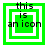 Green and white layered square frames with black text reading 'this is an icon' in pixelated font, arranged in a of four variations