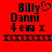 Red background with black pixelated text reading "Billy Danni 4 eva x" and a heart symbol above the 'y' in "Billy" on the left side, with identical text below.