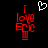 Red pixelated text 'I Love Ero' on black background with white heart above, two identical frames side-by-side.