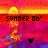 Pixelated sunset scene with 'SUMMER 06' text, two yellow suns on the horizon, and a small black heart symbol in lower right corner.