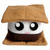 Pixelated character with large eyes and a brown hat on white background, next to orange with bold text