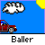 Pixel art animation of a red SUV with a blue driver, white cloud, and yellow corner on blue background, transitioning through size and position changes.