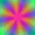A four- shows a colorful radial burst pattern with a central pink star, transitioning from a full to a single with text overlay