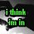 A four- shows a black-and-white heart shape with text overlays: green text "i think im in" in top-left and red text "LOVE" in top-right