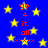 Blue background with yellow stars and red text reading 'go 4 it all' repeated vertically, separated by of X's