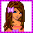 A 2x2 contact sheet of four pixel art frames showing a cartoon girl and two purple flower icons with text, all within a pink checkered border.