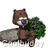 Animated contact sheet of a brown bear mascot with blue eyes and white mouth, holding green foliage on gray rock-like surface across 11 frames showing facial expression changes from neutral to open-mouthed.