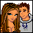 Pixel art buddy icon featuring two cartoon characters against a green background with "Original Icons .com" text.