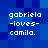 Blue pixelated background with white text reading 'gabriela -loves- camila.' repeated in four identical quadrants.