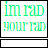 Animated sequence showing repeated 'i'm rad your rad' text with evolving pink 'LET'S HUG <3' overlays in a