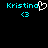 Pixelated cyan text 'Kristina' with a white heart symbol replacing the 'a', and cyan '<3' symbols below on a black background.