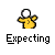 Pixelated icon of a yellow figure with outstretched arms holding a white ball, below which is the word 'Expecting' in blocky black text on gray background.