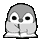 A 4x4 contact sheet of a pixelated penguin character in various poses across 13 frames, displayed on a gray background with transparent pixels.