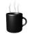 Black coffee mug with steam rising, displayed in a of identical static images on white background