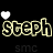 Black background with repeated yellow text 'steph' and white heart symbols in various positions.
