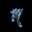 A small animated figure in a blue-gray color scheme performs sequential movements against a black background.