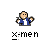 Pixelated character in blue jacket and white shirt with arms raised, below text reading 'x-mem' on gray background.