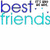 Pixelated text and symbols on a white background with blue and gray elements, including 'best friends', 'i luv u GIRLS!!' with hearts.
