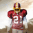 A football player in a red uniform with the number 21, wearing a helmet, standing against a cloudy sky background.