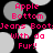 Pixelated text reads 'Apple Bottom Jeans BootJeans Boots with da Fur!' over a black background with gray and white circles.