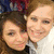 Two people pose together in a pixelated image with pink text overlays reading "Maddie & Sabrina" and "Best Friends since 2001." The background is blurred, showing indistinct colors.