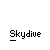 A pixelated character in a red shirt and yellow limbs deploys a blue parachute , with text reading "Skydive" below each frame