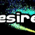 Animated icon with cyan and yellow curved light trails on black background, partially showing white text 'esire' on left side.